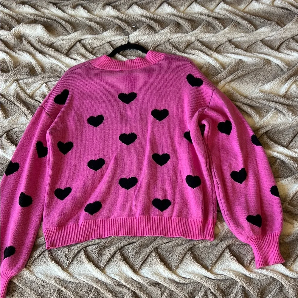 Pink Heart Pattern Sweater - Picture 3 of 8